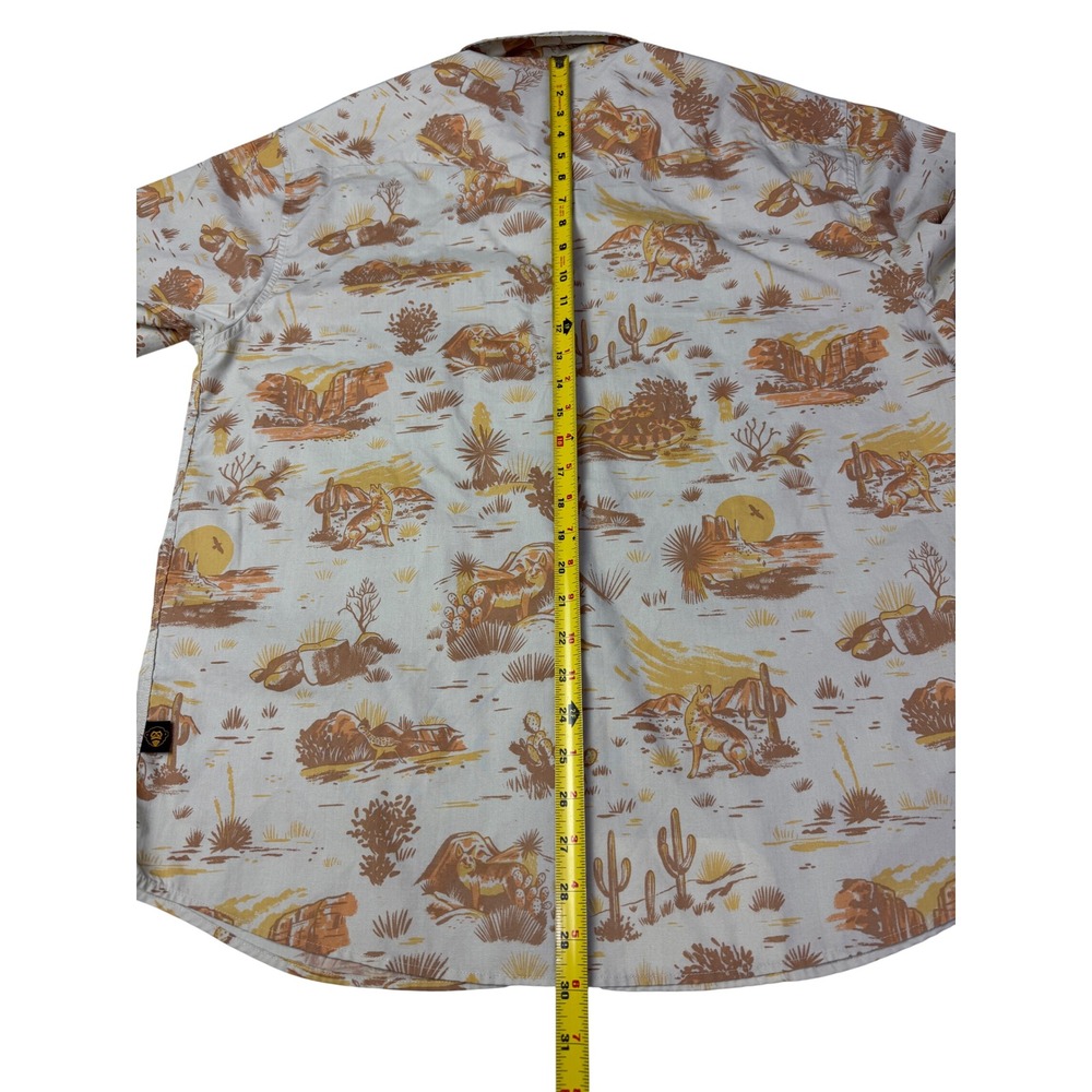 Howler Brothers Mens Large Desert Print Short Sleeve Pearl Snap Shirt Tan Orange - Picture 10 of 12